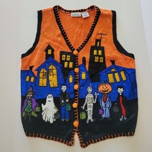 Basic Editions Halloween Vintage Knit Sweater Vest size XL